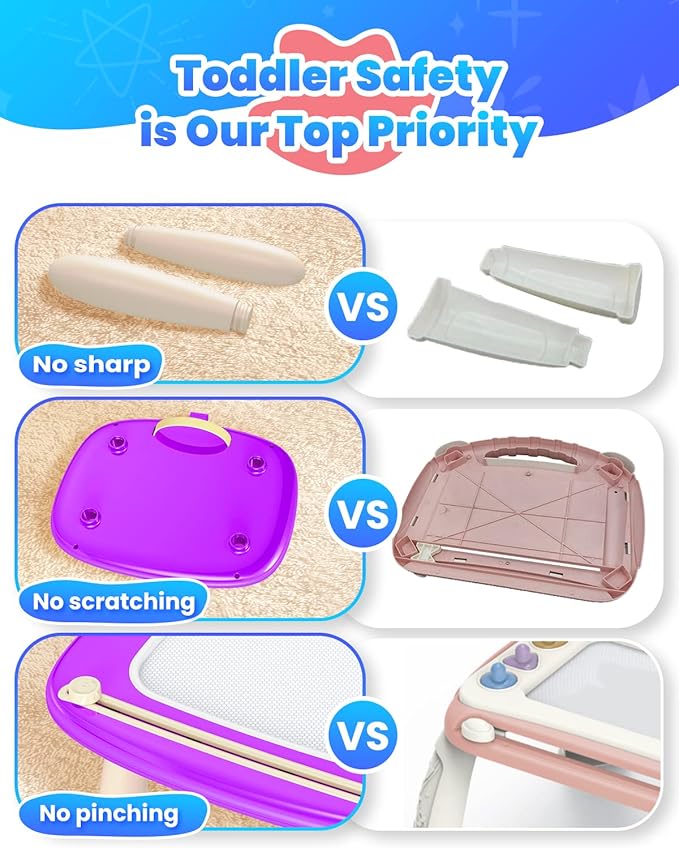Doodle Board for Toddler Toys Age 1-3, Magnetic Writing Board, Preschool Learning and Educational Toys for 1 2 3 Years Old Girl Boy Gift for Birthday -Purple