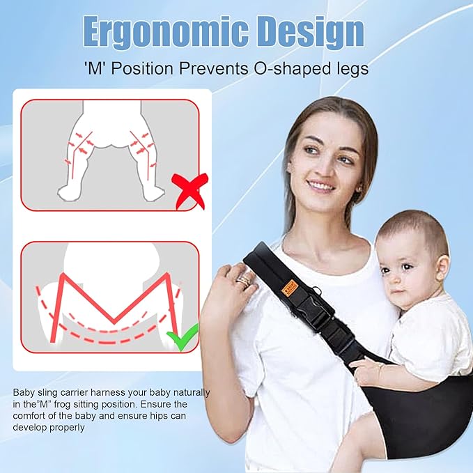 Baby Sling Carrier 2026 Baby Carrier Newborn to Toddler Sling Lightweight Baby Carrier Sling with Adjustable Straps Toddler Carrier Wrap for 10-30 lbs(Black)