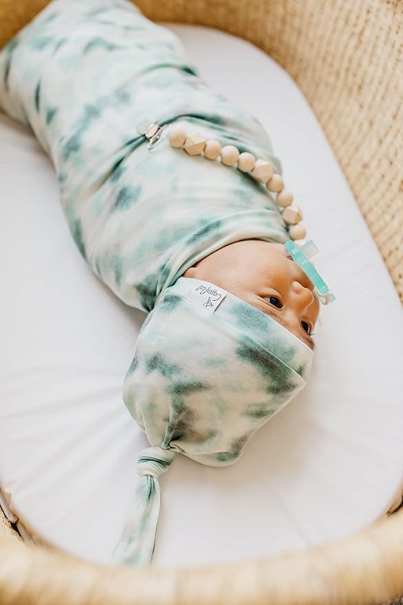 Copper Pearl Baby Beanie Hat Top Knot Stretchy Soft Bahama