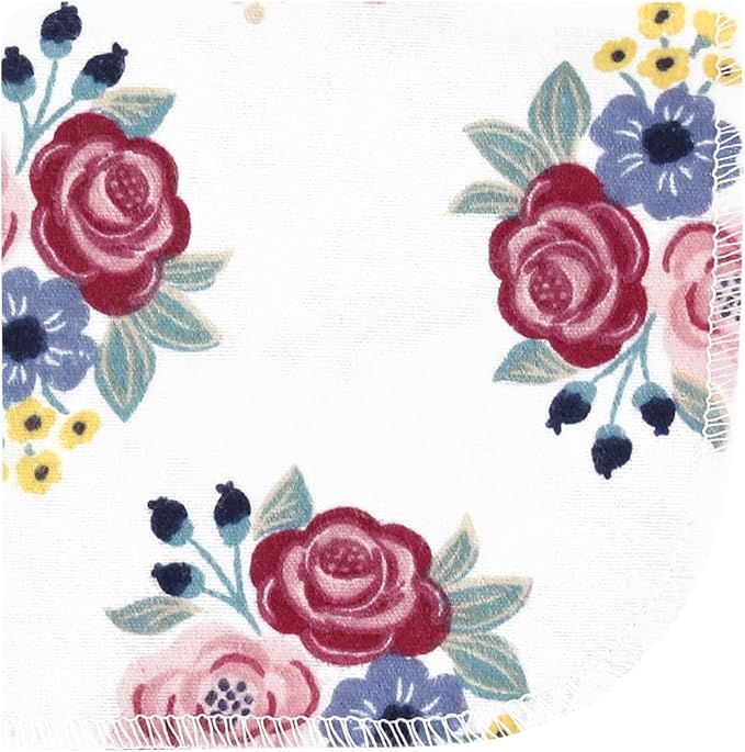 Hudson Baby Unisex Baby Flannel Washcloths, Blush Navy Floral 10Pk, One Size