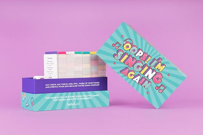 Hellofun! Oops I'm Singing Again! – Fast-Paced Music Trivia & Performance Party Game – Sing, Hum, Dance & Guess Songs – Fun for Teens & Adults – Ages 14+