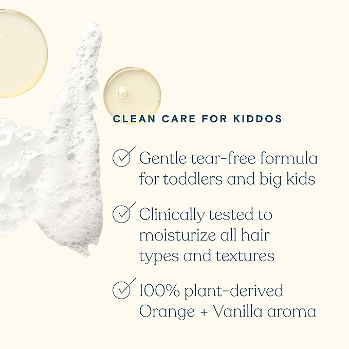 Pipette Kids Daily Haircare Trio, Pack of 3, Includes Leave-In Detangler, Gentle Tear-Free Nourishing Kids and Toddler Shampoo and Conditioner, Non-Toxic, Hypoallergenic, Orange and Vanilla Scent