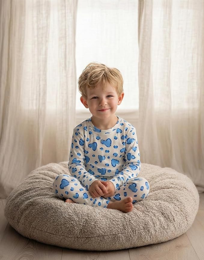 moimoln Sibling Matching 6M-8Y Soft Warm Cotton Modal Character Long Sleeve Snug-Fit Pajama Long Sleeve Sleepwear Daily
