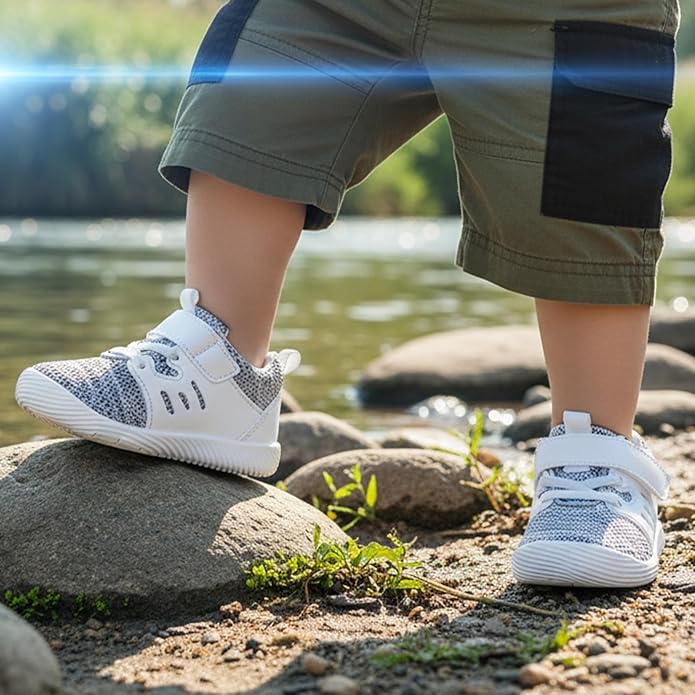 MORENDL Toddler Sneakers Baby Boys & Girls Barefoot Shoes Lightweight Breathable Walking Running Tennis Athletic Sport Shoes