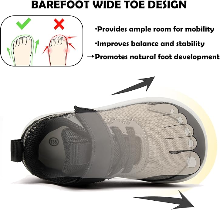 MORENDL Wide Toddler Shoes Baby Walking Shoes Boys & Girls Barefoot Sneakers Zero Drop Comfort Tennis Running Outdoor Activities