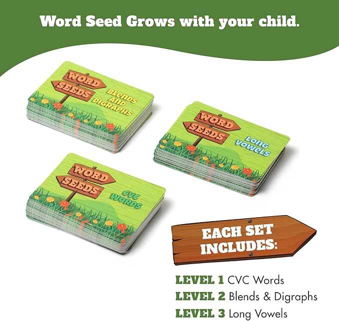 Word Seeds Phonics Game – Fun Reading & Board Games for Kids Ages 4-8, Learn to Read, CVC & Kindergarten Games