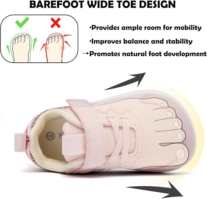 MORENDL Wide Toddler Shoes Baby Walking Shoes Boys & Girls Barefoot Sneakers Zero Drop Comfort Tennis Running Outdoor Activities
