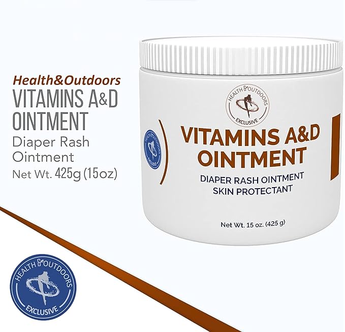 Vitamin A & D Ointment 15 Oz Jar, Skin Protectant for Diaper Rash, Cuts, Burns, Abrasions, Wounds and Scrapes