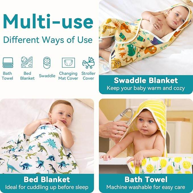 Baby Hooded Towel, 2 Pack Bath Towel for Boy or Girl, Soft Baby Bath Towel, Shower Gifts for Newborn, Infant, Toddler (29 X 29 Inch)