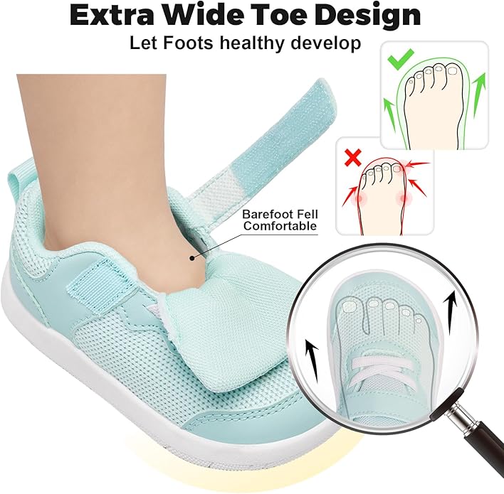 Wide Toe Box Toddler Shoes Baby First Walking Shoe Boys Girls Non-Slip Zero Drop Minimalist Tennis Sneakers
