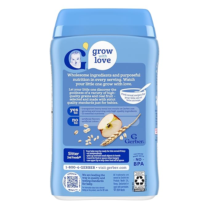 Gerber Stage 2 Baby Food, Multigrain Apple Cereal, Whole Grains, Baby Cereal, 6PK