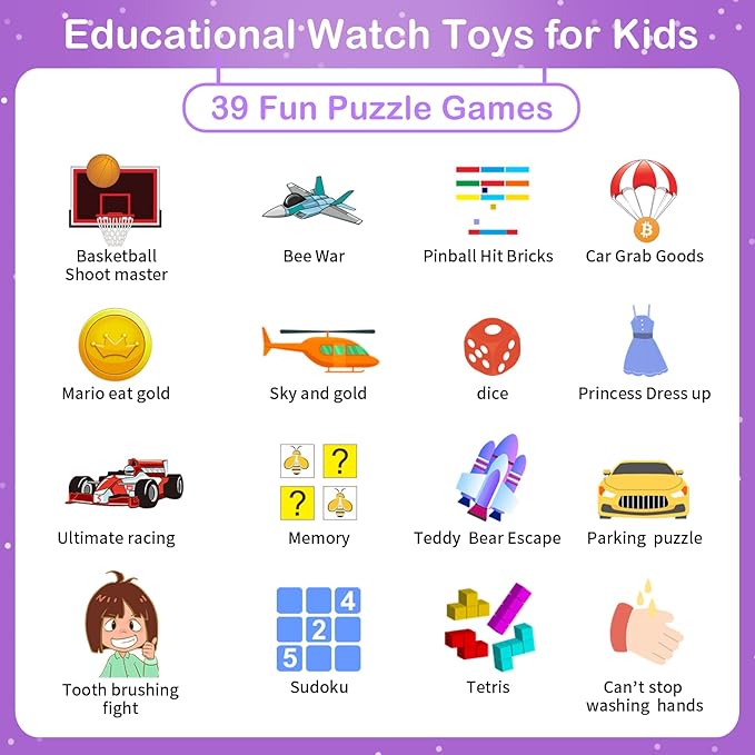 Kids Smart Watches Girls Gifts Age 3-12, Smart Watch for Kids with 39 Games Camera Video Recorder Music Player Alarm Calculator Stopwatch Flashlight Pedometer Gift Toys for Girls Ages 5 6 7 8 9 10
