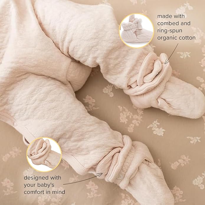 Burt's Bees Baby Unisex Booties Organic Cotton Newborn Essentials Shoes for Infants