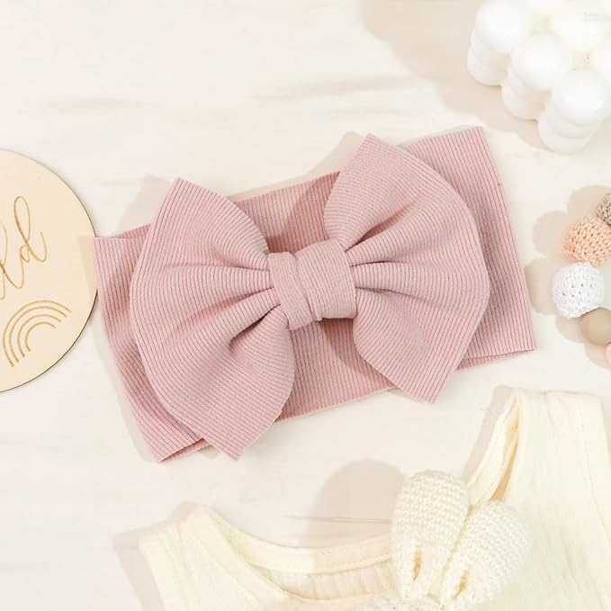 JOYOYO 3 Pcs Soft Wide-Knit Baby Headbands with Large Bow Hair Accessories for Newborn, Infant, Toddler, Kids