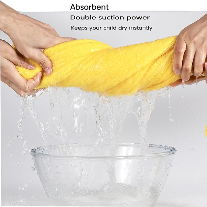 Toddler Bath Towel Baby Towels with Hood 27.5"X55" Ultra Absorbent Soft Bathrobe Blanket Kids Shower Towel for Girls and Boys(Bright Yellow Duck)