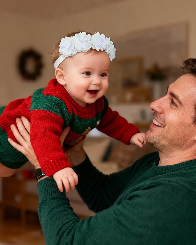 Fmeida Baby Girls Headbands for 4-24M | Soft Flower Crown (Fits 14.96"-18.89" Head)