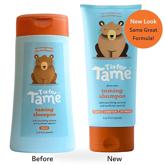 T is for Tame - 3-in-1 Baby Shampoo, Conditioner & Detangler for Kids – Tear-Free, Hypoallergenic, Cleanses, Conditions, Detangles with Plant-Based Ingredients - 6.76 fl oz
