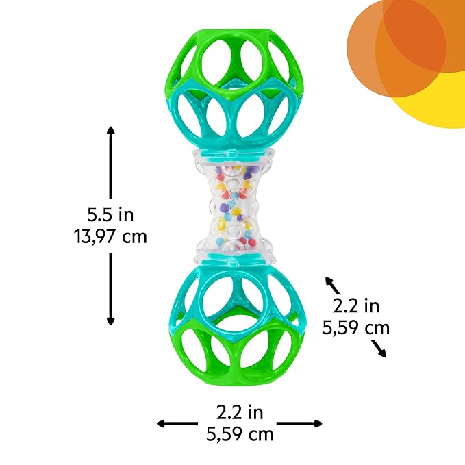 Bright Starts Easy-Grasp Oball Bundle Gift Set - Grasp The Day, Ball and Rattle Toys 2-Pack, BPA Free, Unisex, Newborn+