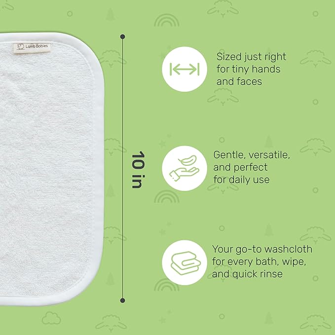 Bamboo Baby Washcloths for Newborn, Ultra-Soft & Absorbent for Gentle Bath Time Care, Durable Baby Bamboo Washcloths Made from Premium Viscose