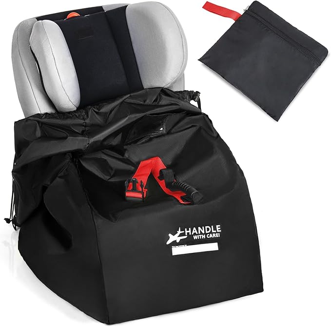Car Seat Travel Bag for Airplane, Large Waterproof Car Seat Bags Fits Most Infant Car Seats, Convertible Car Seats, Booster Seats, Car Seat Bases, Adjustable Shoulder Strap