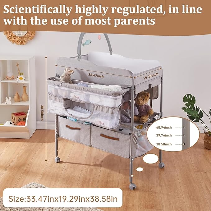 TOMBOOS Versatile Folding Changing Table.Portable Changing Table for Baby.Baby Changing Table.Highly Adjustable.2 Storage Baskets. Portable Changing pad.Diaper Changing Station.