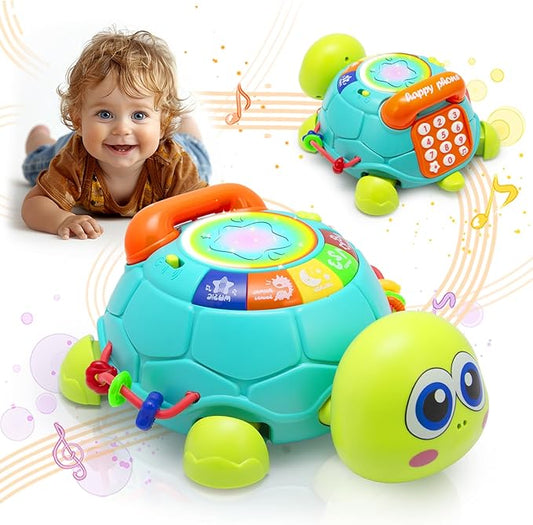 VoMii Musical Turtle Baby Toys 6 to 12 Months, Infant Crawling Tummy Time Development Toy, Light up Music Toys for 7 8 9 10 11 Months Old, Christmas Birthday Gifts for 1-2 Year Old Boy Girl