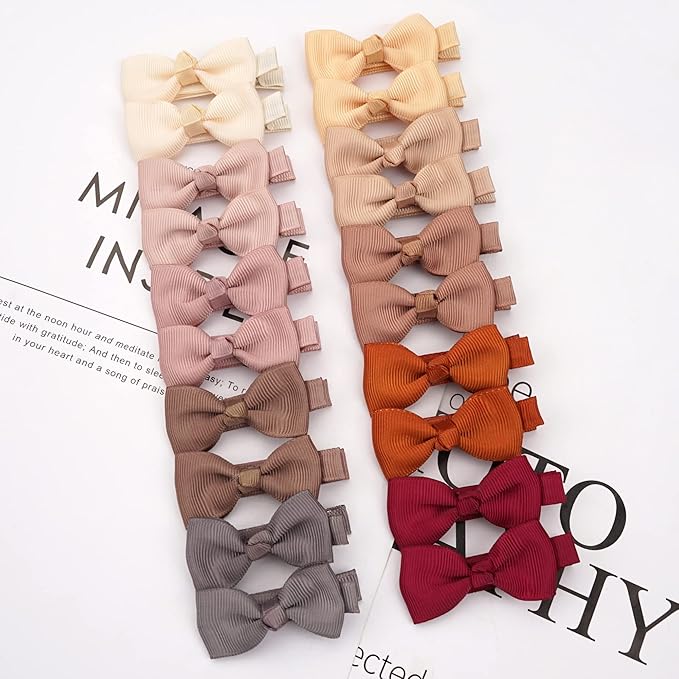 CLLOT Hair Clips, 70PCS Baby Girls Fully Lined Baby Bows Hair Pins Tiny 2' Hair Bows Alligator Clips for Infants Toddlers in Pairs