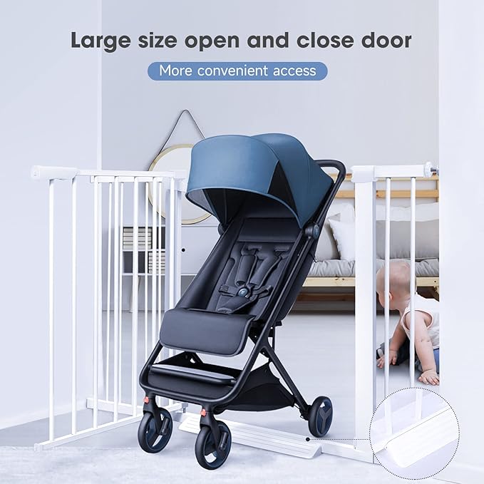 60.5"-113" Wide Baby Gate Extra Long, Large Dog Gate Indoor, Child Proof Gate, Kiddie Gates, Baby Gate for Doorways. White, Dog Gates for The House. Extra Tall Pet Gate.