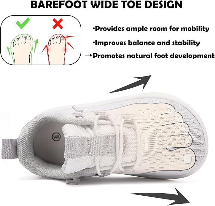 MORENDL Wide Toddler Shoes Baby Walking Shoes Girls Boys Zero Drop Minimalist Sneakers Slip On Tennis Shoe Breathable Naturally Flexible