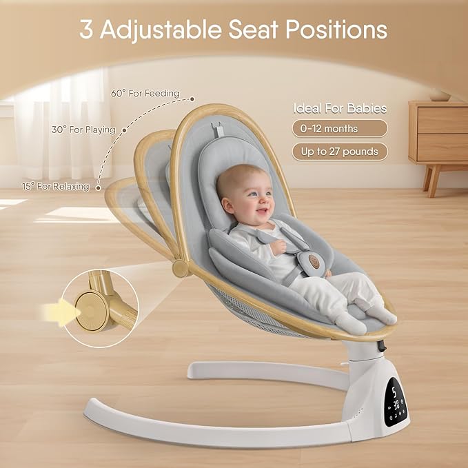 Baby Swings for Infants, Fasonbaby Bluetooth Infant Swing with Music Speaker with 3 Seat Positions, 5 Speeds and Remote Control - Portable Baby Swing for Indoor and Outdoor (White)