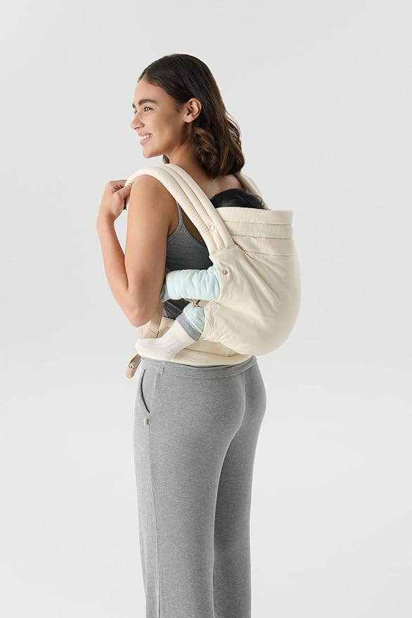 Ergonomic Baby Carrier Newborn to Toddler, Lightweight & Breathable Cotton Infant Carrier for Hands Free Comfort (Off White)