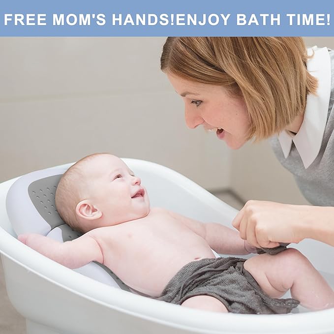 Baby Bath Support,Ideal for Babies Less Than 6 Months Old,with Thermometer-Adjustable Slope Newborn Bathtub, Baby tubs for Newborn Essentials Must Haves (Gray)
