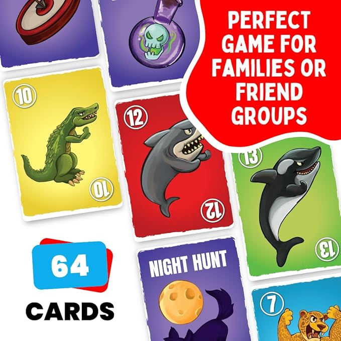 Viral Studios Predator vs Prey – Fast-Paced Card Game of Instinct, Speed & Chaos for Families, Friends & Game Nights – Addictive Flip & Slap Party Game – Ages 8+, 2+ Players