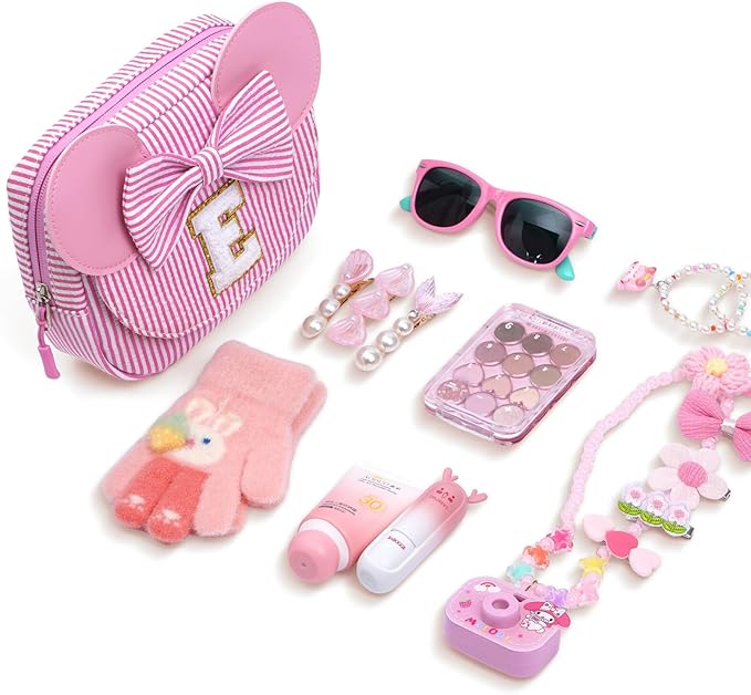 Daughter Gifts - Birthday Gifts for 3 4 5 6 7 8 9 10 11 12 13 Year Old Girls, Initial Fanny Pack Crossbody Bag Belt Bag Purse for Teen Girls Bean Pink B
