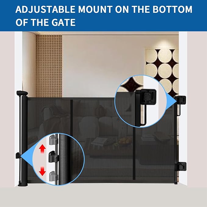 Huafly 158 Inch Retractable Baby Gates, Extra Wide, Baby Gates for Large Openings, Child Gates, Safety Gates, Extra Long Dog Gates on Doorways, Stairs, Outdoor, Indoor (Black, 158 Inch)
