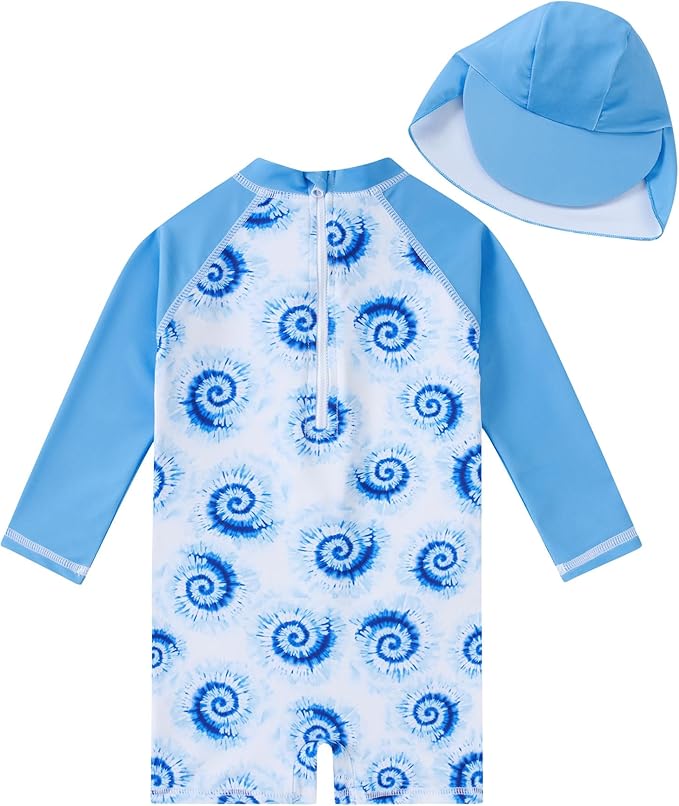 ADUKIDE Baby Boys Swimsuit Summer Beach Rash Guard Swimwear One Piece Sunsuit with Sun Hat 3-24 Months