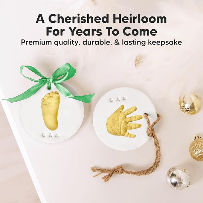 Baby Hand and Footprint Kit Girls, Boys - Personalized Baby’s First Christmas Ornament Kit, Newborn Christmas Gifts for New Mom, Cute Shower Gifts,Easy to Use Handprint Ornaments(Multi-Colored Paint)
