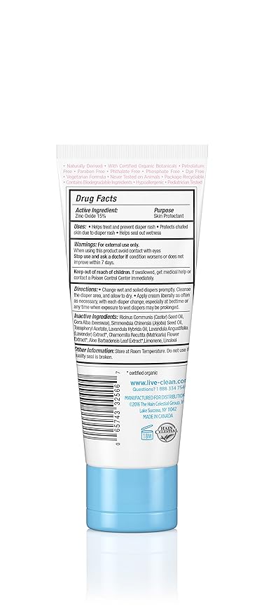 Live Clean Baby Gentle Moisture Diaper Rash Cream, 2.6 Oz