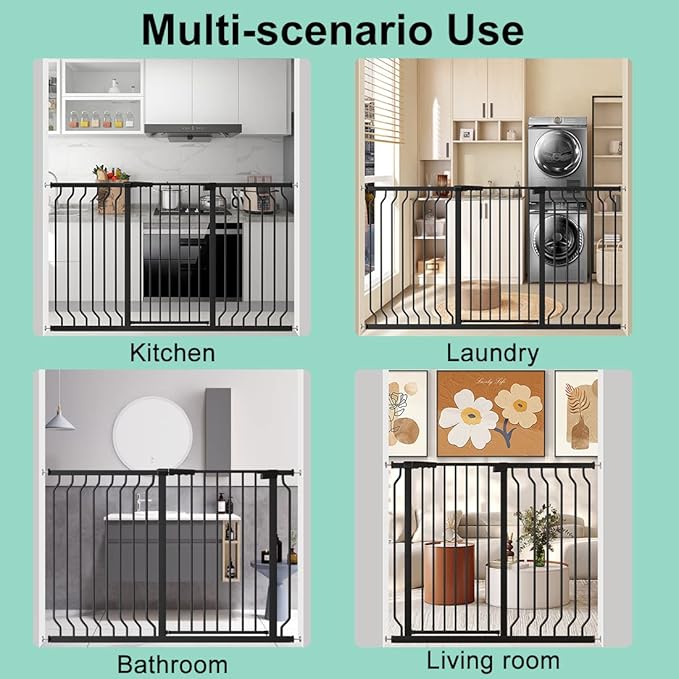ALLAIBB White 40.55" Extra Tall Wide 29.92-46.06" Baby Gate Pressure Mounted Walk Through Child Kids Safety Toddler Tension Pet Dog Gates with Extension for Doorways Kitchen