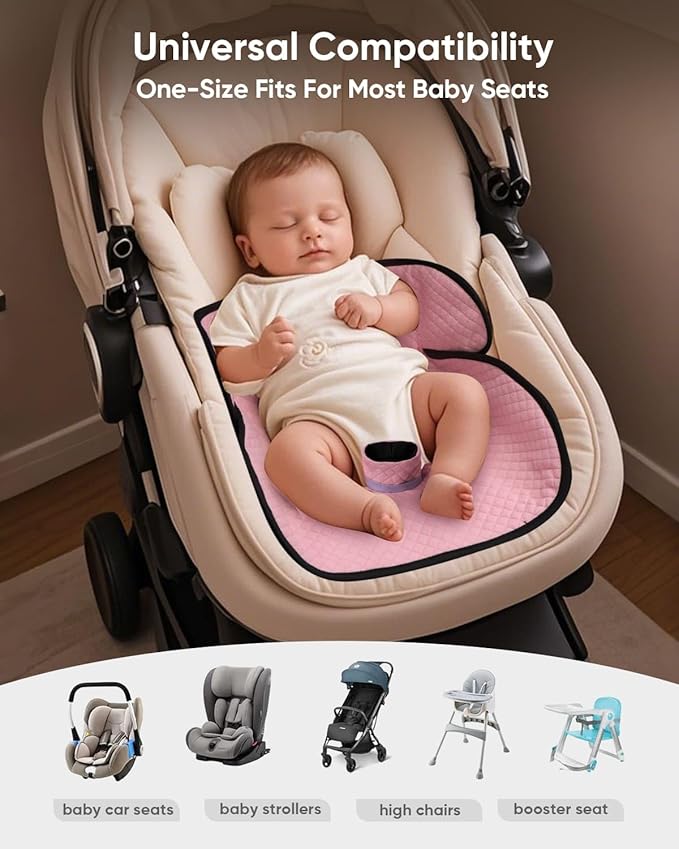 2 Pack Baby Potty Training Car Seat Protector, Waterproof Car Seat Liner for Potty Training Toilet, Baby Infant Toddler Piddle Pad Fits for Carseat, Stroller, Highchair - 2 Pack, Pink