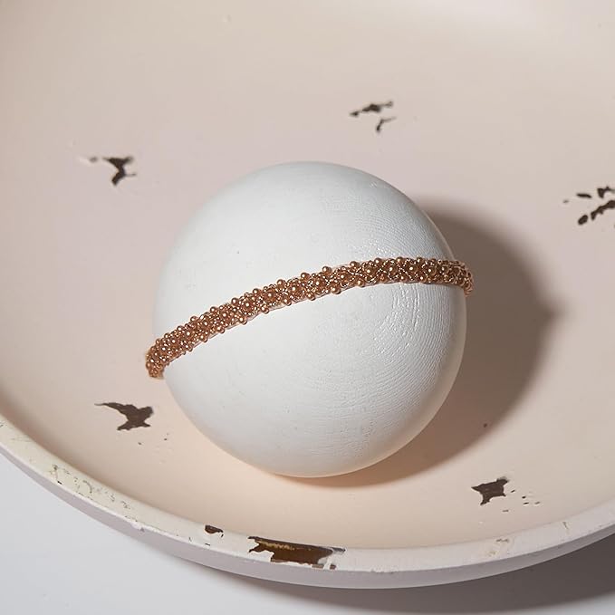 Zeroest Newborn Photography Props Baby Girl Photoshoots Pearl Headbands Infant Girl Photo Posing Beaded Headband Prop (Gold, One Size)