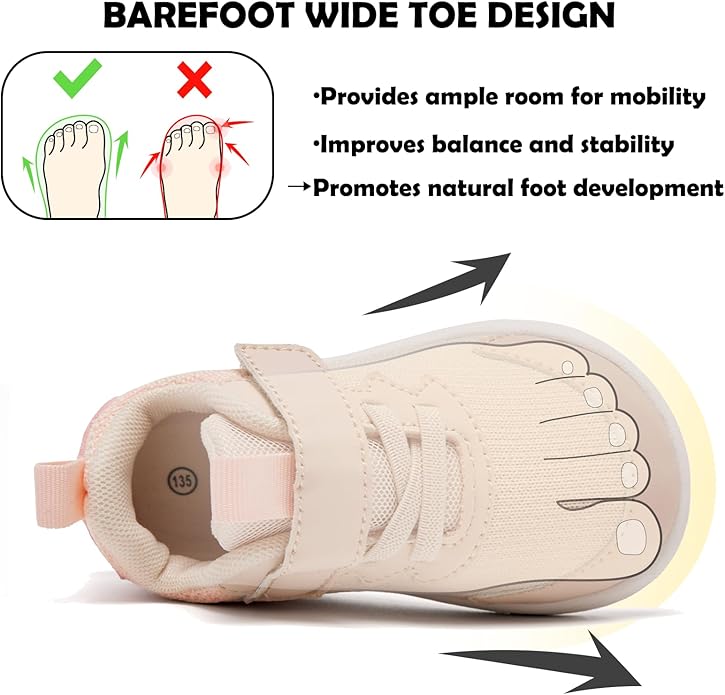 MORENDL Wide Toddler Shoes Baby Walking Shoes Boys & Girls Barefoot Sneakers Zero Drop Comfort Tennis Running Outdoor Activities
