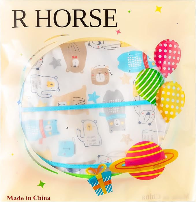 R HORSE 5Pcs Baby Bibs Set Toddler Bibs with Crumb Catcher Pocket & Snap Button Waterproof Baby Feeding Bibs for 6-24 Months