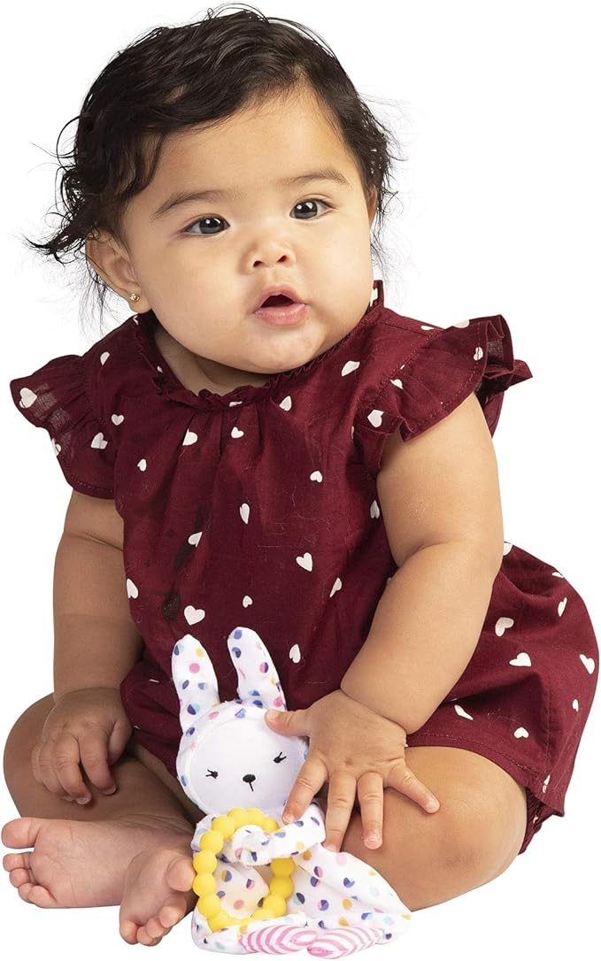 Manhattan Toy Cherry Blossom Days Baby Bunny Soothing Mini Blankie with Removable Silicone Teether