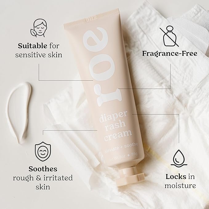 Roe Wellness- Diaper Rash Cream Paste Ointment W/Zinc Oxide | Maximum Strength Diaper Rashes Soothing Cream, Ointment for Babies