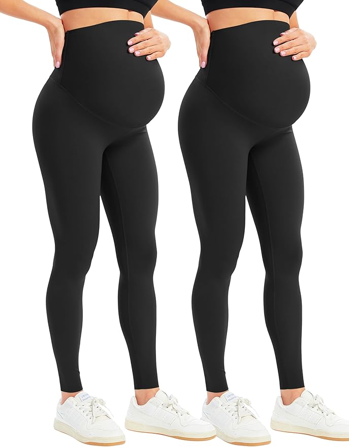 BONVIGOR Women's Maternity Leggings Over The Belly Bump Workout Full Length Leggings Running Active Yoga Pants