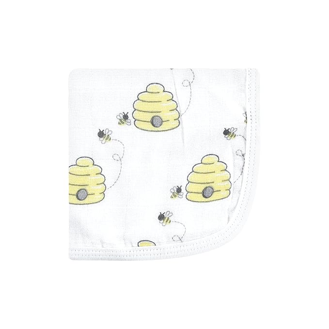 Hudson Baby Unisex Baby Cotton Muslin Washcloths, Bees, One Size