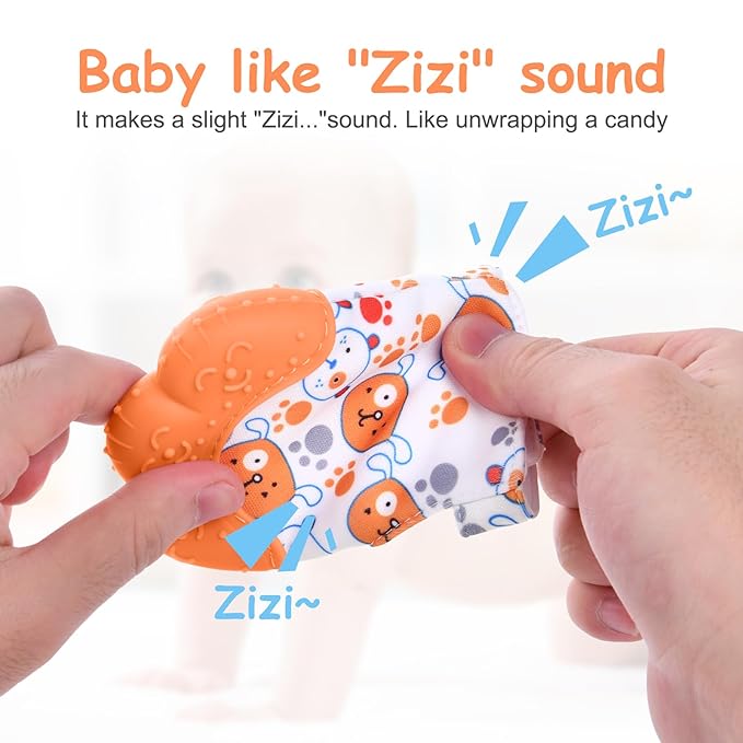 Vicloon 2Pack Silicone Teething Mitt, Soothing Infant Teething Mitten Pain Relief, Prevent Scratches Glove, Safe Silicone Teething Toys for 0-12 Months