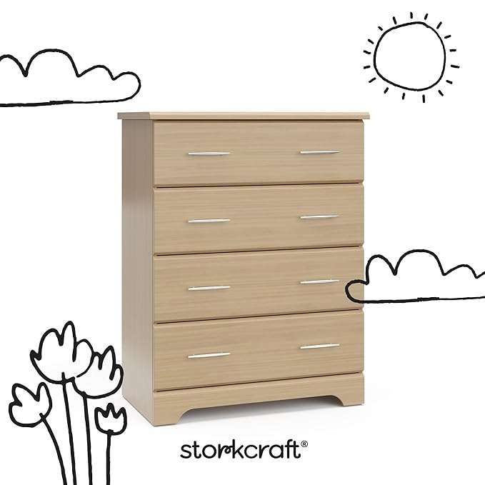 Storkcraft Brookside 4 Drawer Dresser (Driftwood) – GREENGUARD Gold Certified, Nursery Dresser for Kids Bedroom, Chest of Drawers