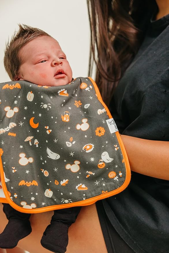 Copper Pearl Baby Burp Cloth Large 21''x10'' Size Premium Absorbent Triple Layer Gift Set 'Mickey Mouse's Boo Bash' (Pack of 3) - One Size